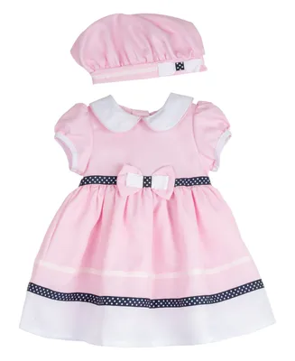 Rare Editions Baby Girls Sailor Dress with Matching Hat and Diaper Cover, 2 Piece Set