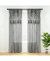Lush Decor Boho Macrame Tassel Cotton Window Curtain/Room Divider/Wedding Backdrop/Wall
