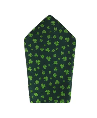 Trafalgar Green Shamrock Men's Novelty Silk 12x12in Pocket Square
