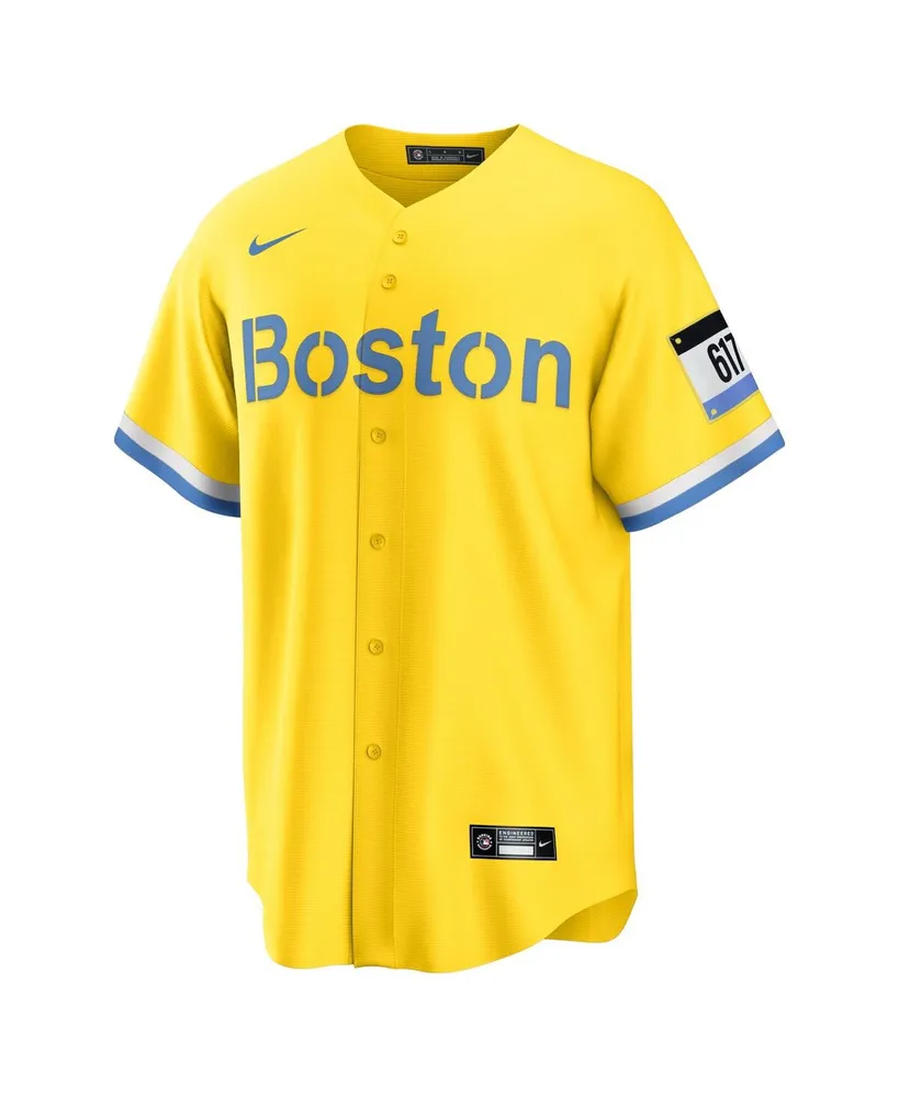Men's Nike Gold, Light Blue Boston Red Sox City Connect Replica Jersey