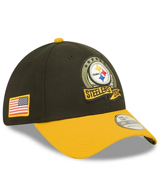 Men's New Era Black, Yellow Pittsburgh Steelers 2022 Salute To Service 39THIRTY Flex Hat