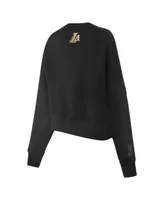 Women's Pro Standard Black Los Angeles Lakers Glam Cropped Pullover Sweatshirt