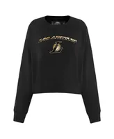 Women's Pro Standard Black Los Angeles Lakers Glam Cropped Pullover Sweatshirt