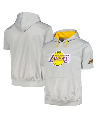 Men's Fanatics Silver Los Angeles Lakers Big and Tall Logo Pullover Hoodie