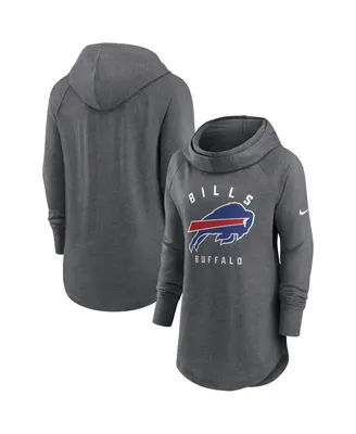 Women's Nike Heather Charcoal Buffalo Bills Raglan Funnel Neck Pullover Hoodie