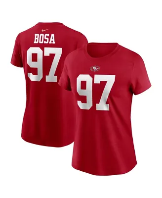 Women's Nike Nick Bosa Scarlet San Francisco 49ers Player Name and Number T-shirt
