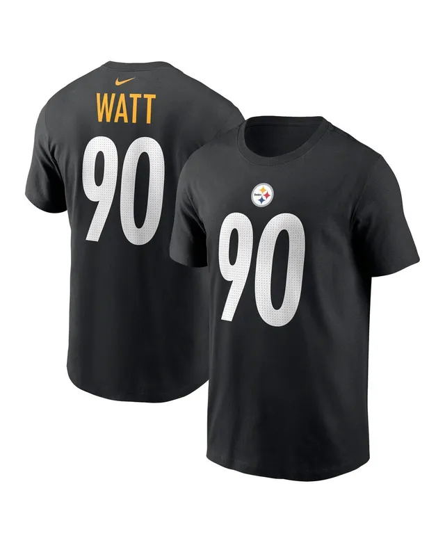 T.J. Watt Pittsburgh Steelers Majestic Threads Women's Name & Number  Off-Shoulder Script Cropped Long Sleeve