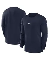 Men's Nike Navy Denver Broncos 2023 Sideline Performance Long Sleeve T-shirt