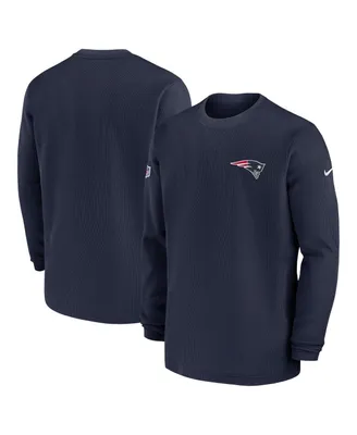 Men's Nike Navy New England Patriots 2023 Sideline Throwback Heavy Brushed Waffle Long Sleeve T-shirt