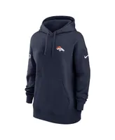 Women's Nike Navy Denver Broncos 2023 Sideline Club Fleece Pullover Hoodie