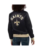 Women's Starter Black New Orleans Saints Full Count Satin Full-Snap Varsity Jacket