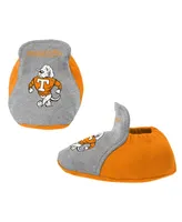 Baby Boys and Girls Mitchell & Ness Orange, Heather Gray Tennessee Volunteers 3-Pack Bodysuit, Bib and Bootie Set