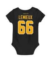 Baby Boys and Girls Mitchell & Ness Mario Lemieux Black Pittsburgh Penguins Captain Patch Name Number Bodysuit