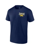 Men's Fanatics Navy Michigan Wolverines College Football Playoff 2024 Rose Bowl Champions Score T-shirt