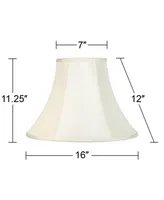 Creme Medium Bell Lamp Shade 7" Top x 16" Bottom x 12" Slant x 11.25" High (Spider) Replacement with Harp and Finial - Imperial Shade