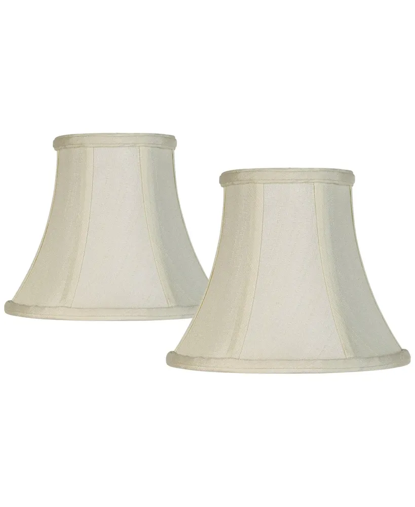 Set of 2 Bell Lamp Shades Cream Medium 4.5" Top x 8.5" Bottom x 7" High Spider with Replacement Harp and Finial Fitting - Imperial Shade