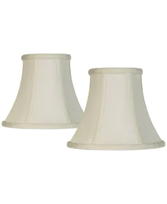Set of 2 Bell Lamp Shades Cream Medium 4.5" Top x 8.5" Bottom x 7" High Spider with Replacement Harp and Finial Fitting - Imperial Shade