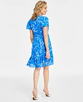 I.n.c. International Concepts Women's Floral-Print Ruffled-Hem Dress, Created for Macy's