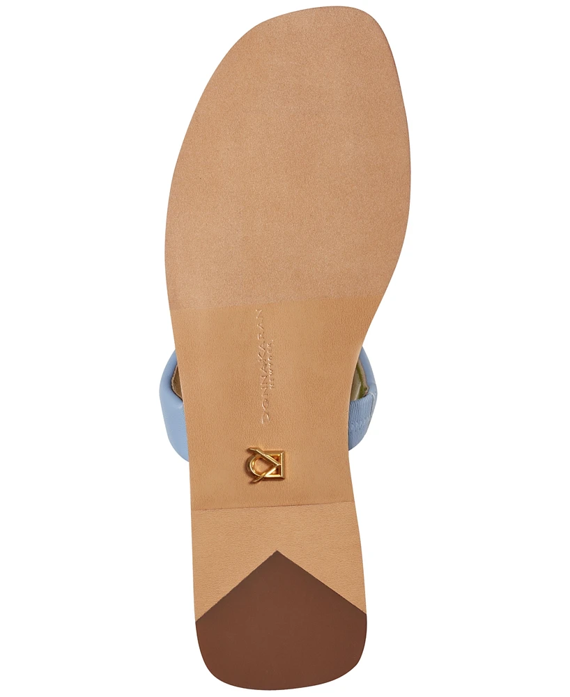 Donna Karan New York Women's Harmoni Leather Double Band Slide Flat Sandals