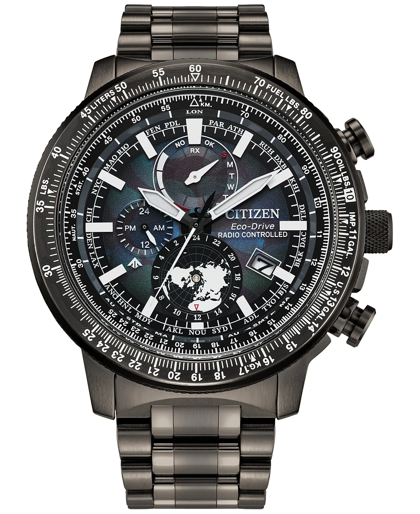 Citizen Eco-Drive Men's Chronograph Promaster Geo Trekker Gray-Tone Stainless Steel Bracelet Watch 46mm