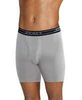 Jockey Men's Lightweight Cotton Blend 7" Long Leg Boxer Briefs, Pack of 4