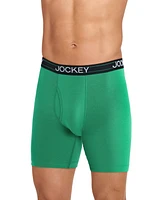 Jockey Men's Lightweight Cotton Blend 7" Long Leg Boxer Briefs, Pack of 4