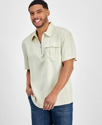 I.n.c. International Concepts Men's Kai Oversized-Fit 1/4-Zip Popover Shirt, Created for Macy's