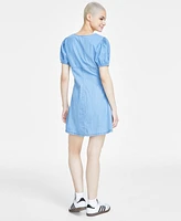 Celebrity Pink Juniors' Cotton Puff-Sleeve Babydoll Dress