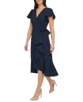 Tommy Hilfiger Women's Flutter-Sleeve Ruffle-Hem Dress