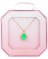 Guess Gold-Tone Removable Stone Oval Locket Pendant Necklace, 18" + 3" extender