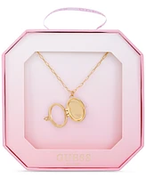 Guess Gold-Tone Removable Stone Oval Locket Pendant Necklace, 18" + 3" extender