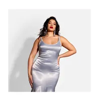 Rebdolls Women's Plus Aurelia Satin Mermaid Maxi Bodycon Dress