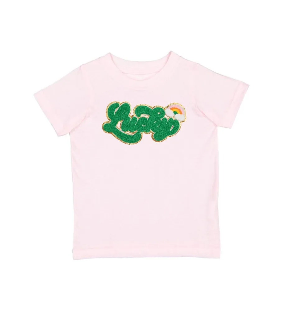 Sweet Wink Little and Big Girls Lucky Rainbow Patch St. Patrick's Day Short Sleeve T-Shirt