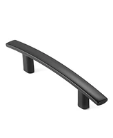 Cauldham 25 Pack Solid Kitchen Cabinet Arch Pulls Handles (3" Hole Centers) - Modern Curved Drawer/Door Hardware - Matte Black