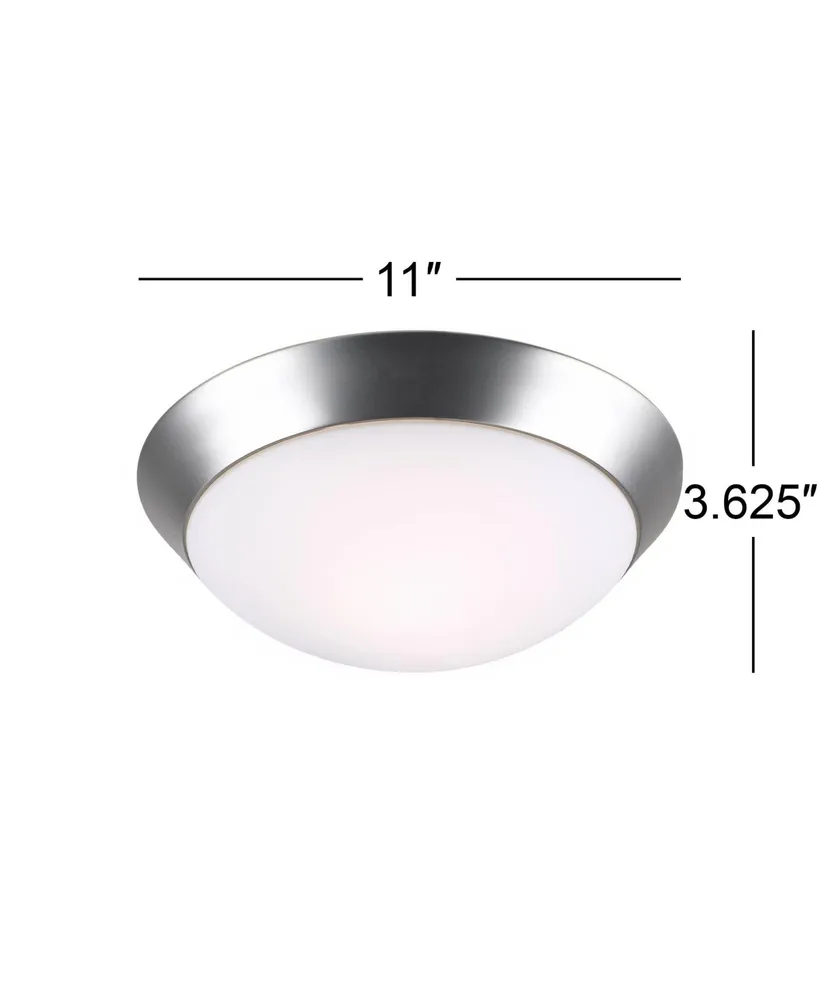 Davis Modern Ceiling Light Flush Mount Fixture 11" Wide Brushed Nickel Silver Metal Frosted Glass Dome Shade for Bedroom Kitchen Living Room Family Ha