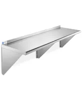 Gridmann 18" x 60" Nsf Stainless Steel Kitchen Wall Mount Shelf w/ Backsplash