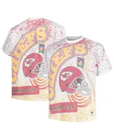 Men's Mitchell & Ness White Kansas City Chiefs Big and Tall Allover Print T-shirt