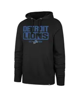 Men's '47 Brand Black Detroit Lions Box Out Headline Pullover Hoodie