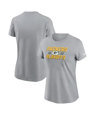 Women's Nike Gray Green Bay Packers 2023 Nfl Playoffs Iconic T-shirt