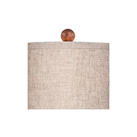 Frasier Modern Accent Table Lamp 23 1/2" High Brown Faux Wood Tapered Column Oatmeal Drum Shade for Bedroom Living Room House Home Bedside Nightstand