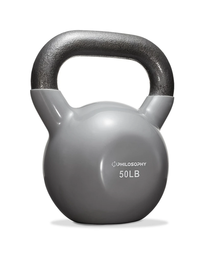 Philosophy Gym Vinyl Coated Cast Iron Kettlebell Weight, 50 lbs