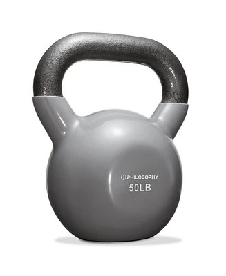 Philosophy Gym Vinyl Coated Cast Iron Kettlebell Weight, 50 lbs