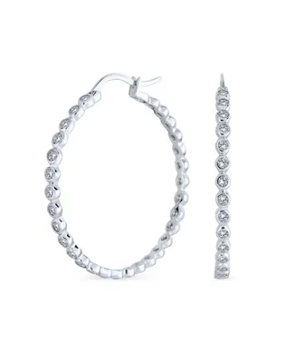 Cubic Zirconia Cz Formal Fashion Romantic Love Knot Symbol Spiral Infinity Twist Big Hoop Earrings For Women .925 Sterling Silver 1.5" Diameter