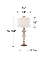 Alyson Traditional Glam Luxury Buffet Table Lamp 32.75" Tall Skinny Mercury Glass Silver Champagne White Drum Shade Decor for Living Room Bedroom Hous