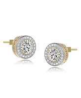 Modern Sterling Silver Cubic Zirconia Round Stud Earrings