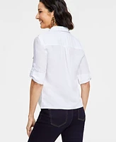 I.n.c. International Concepts Women's Linen Twist-Hem Blouse, Created for Macy's