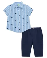 Little Me Baby Boys Whales Button Front Shirt and Pants Set