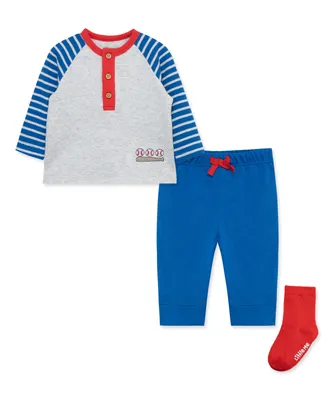 Little Me Baby Boys Baseball T-shirt, Jogger Pants and Socks, 3 Piece Set