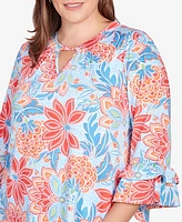 Ruby Rd. Plus Size Bold Floral Puff Print Top