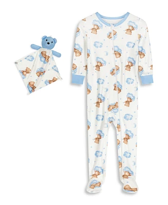 Max & Olivia Baby Boys One Piece Snug Fit Coverall with Matching Blankie